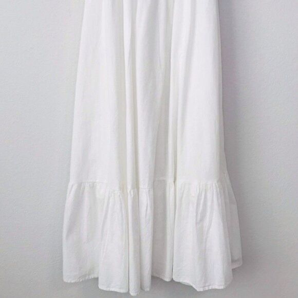 New! Zara Linen Crochet Bohemian Open Back Tiered Ruffle Sleeve White Maxi Dress - Picture 8 of 13